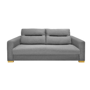 Canapé convertible 2 places L.200 cm en tissu gris clair chiné système rapido couchage 140x190 cm - VIGO