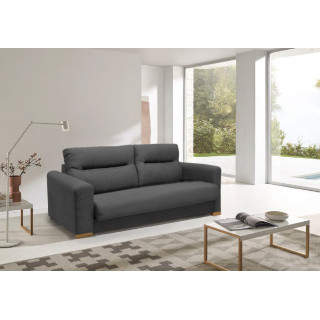 Canapé convertible 3 places L.220 cm en tissu gris anthracite chiné système rapido couchage 160x190 cm - VIGO