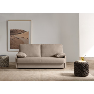Canapé 2 places convertible L.170 cm en tissu beige système rapido couchage 140x190 cm 2 coussins - ARONA