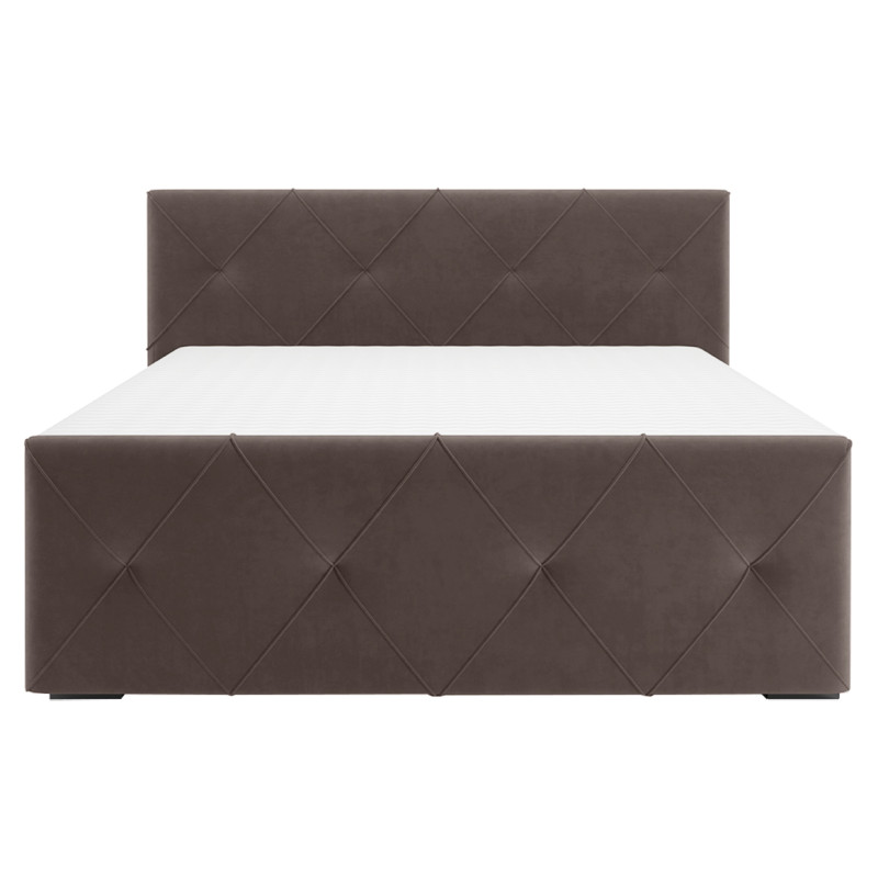 Lit boxspring 160x200 cm velours marron matelas + surmatelas - BLOOM