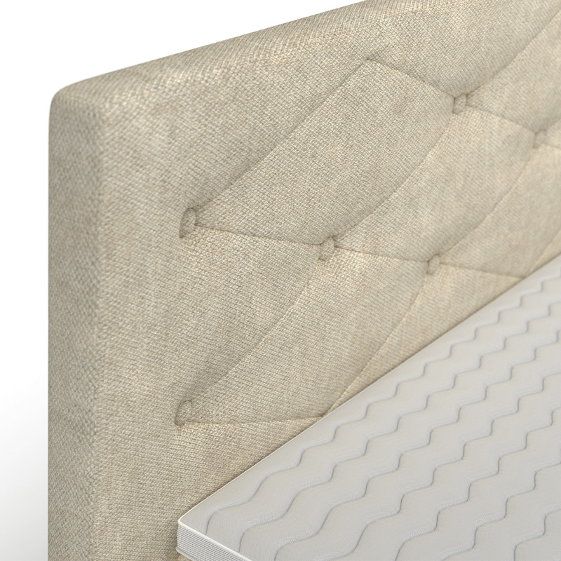 Lit boxspring 160x200 cm tissu écru avec matelas et surmatelas - SKY