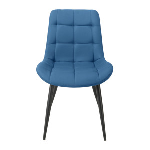 Lot de 2 chaises capitonnées rembourrées en tissu bleu avec pieds en métal noir – JAELLE