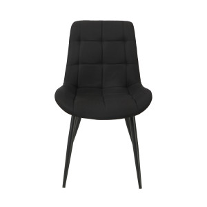 Lot de 4 chaises capitonnées rembourrées en tissu noir avec pieds en métal noir  – JAELLE