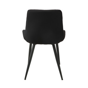 Lot de 4 chaises capitonnées rembourrées en tissu noir avec pieds en métal noir  – JAELLE