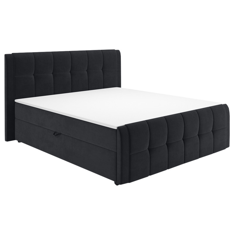 Lit boxspring 160x200 cm anthracite + matelas et surmatelas - RIVEN