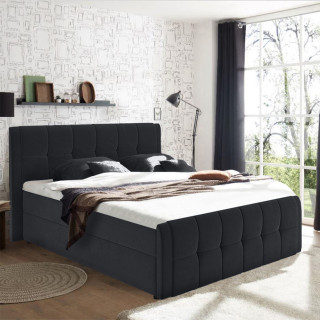 Lit boxspring 160x200 cm anthracite + matelas et surmatelas - RIVEN