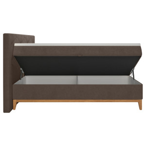 Lit boxspring 160x200 cm velours marron + matelas et surmatelas - SKY