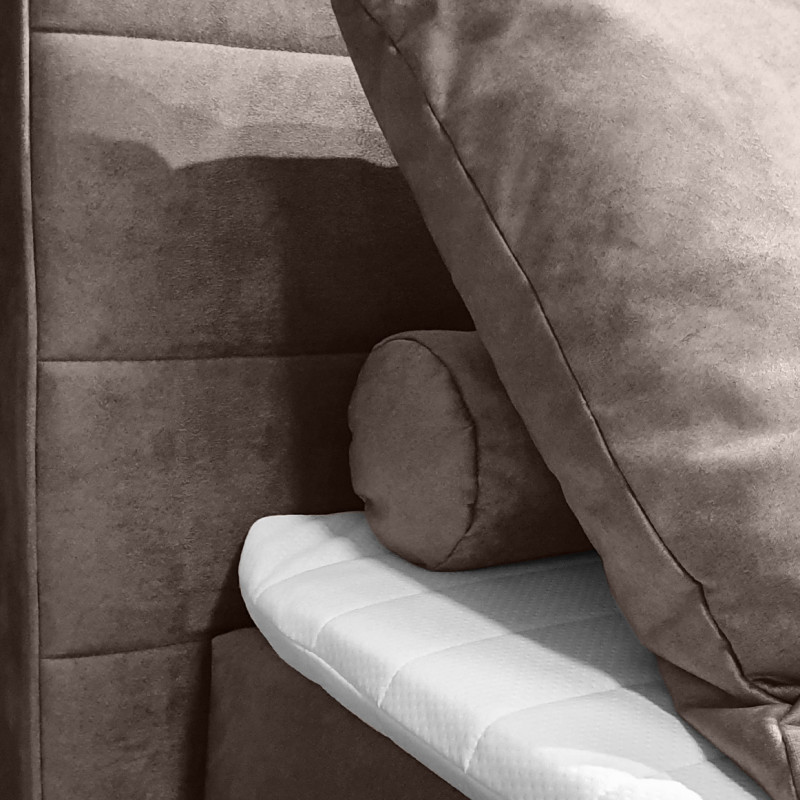 Lit boxspring 2x80x200 velours taupe + matelas et surmatelas - BRANDON