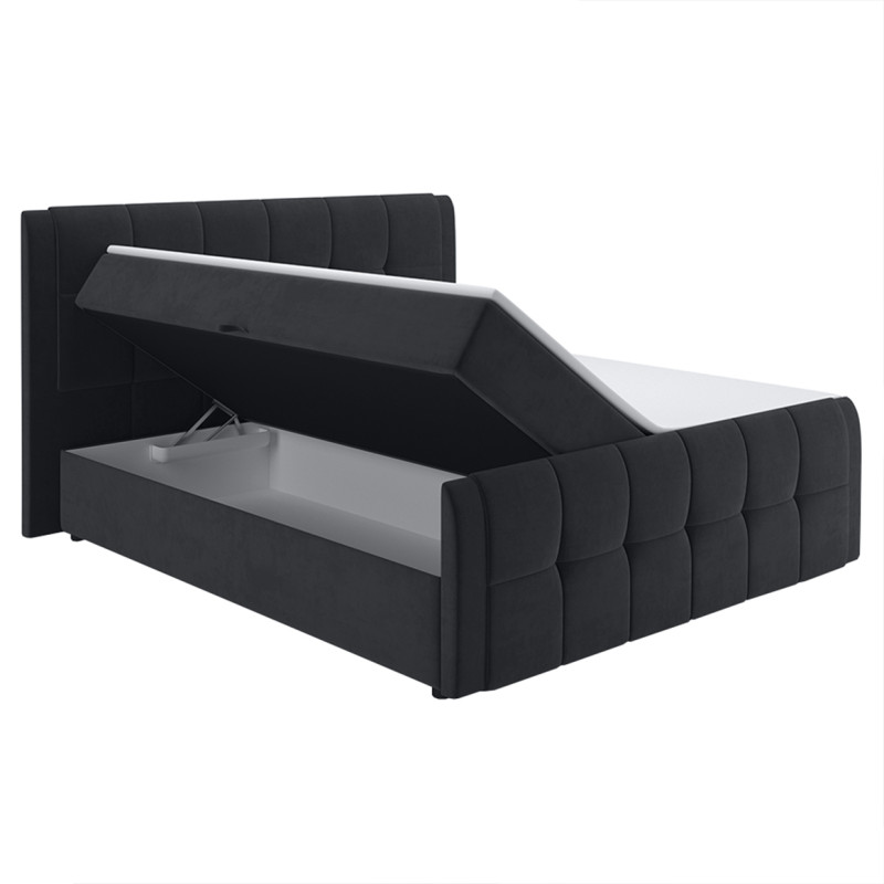 Lit boxspring 180x200 cm anthracite 2 rangements - RIVEN