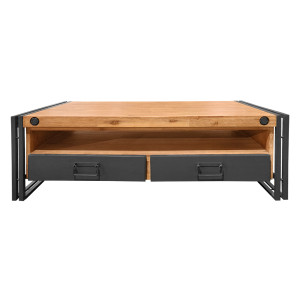 Table basse 2 tiroirs Bois/Métal Tedy Noir - ATMOSPHERA 