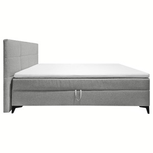 Lit boxspring 160x200 cm tissu gris + matelas et surmatelas - AISHA