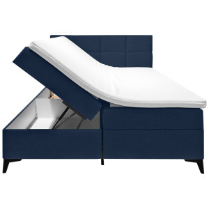 Lit boxspring 180x200 cm velours bleu + matelas et surmatelas - AISHA