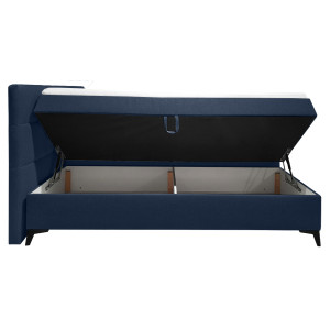 Lit boxspring 180x200 cm velours bleu + matelas et surmatelas - AISHA