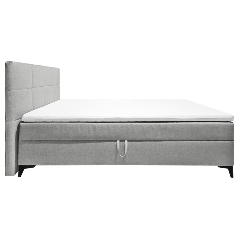 Lit boxspring 160x200 cm velours gris + matelas et surmatelas - AISHA