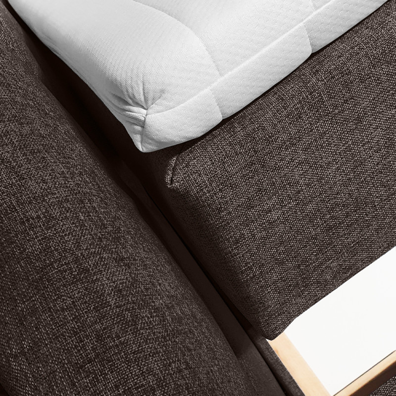 Lit boxspring 160x200 cm tissu marron + matelas et surmatelas - AISHA