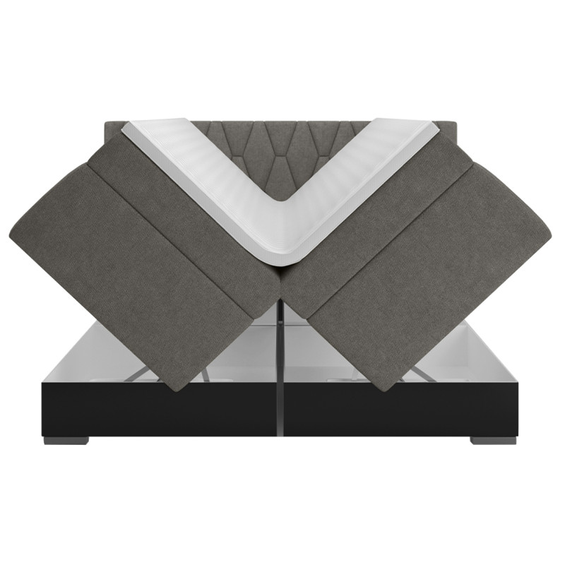 Lit boxspring 160x200 cm tissu gris avec matelas et surmatelas - LAYLA