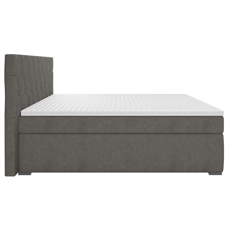 Lit boxspring 160x200 cm tissu gris avec matelas et surmatelas - LAYLA
