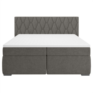 Lit boxspring 160x200 cm tissu gris avec matelas et surmatelas - LAYLA