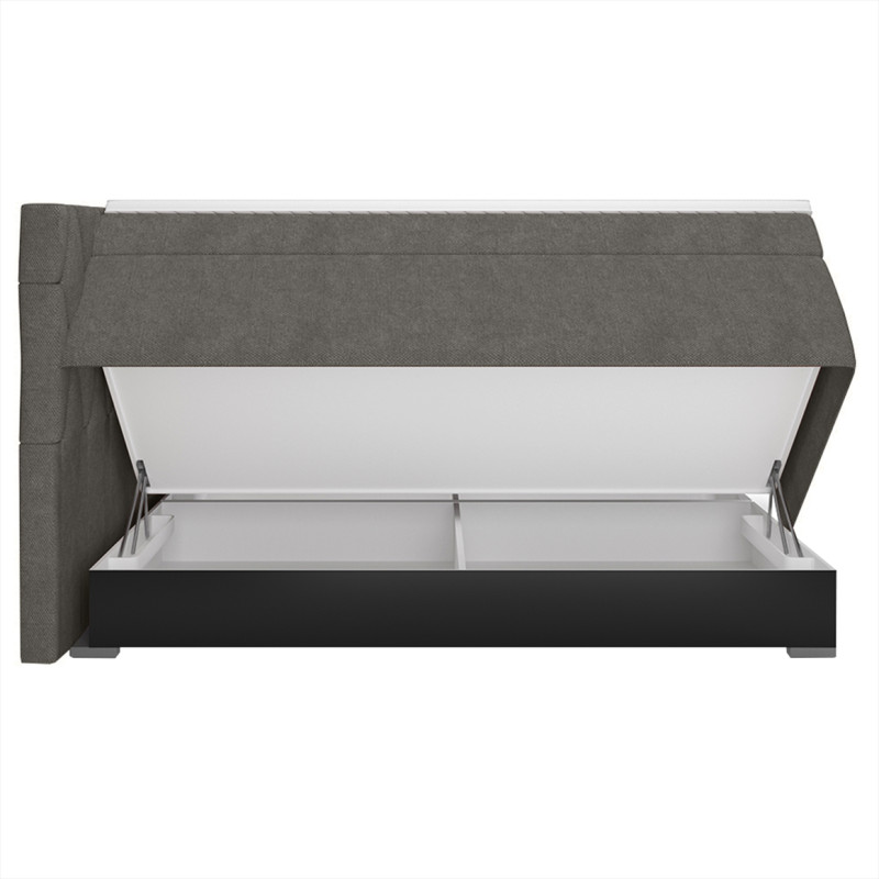 Lit boxspring 160x200 cm tissu gris avec matelas et surmatelas - LAYLA