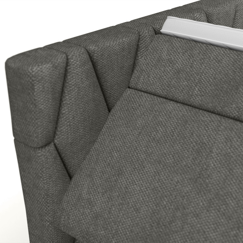 Lit boxspring 160x200 cm tissu gris avec matelas et surmatelas - LAYLA