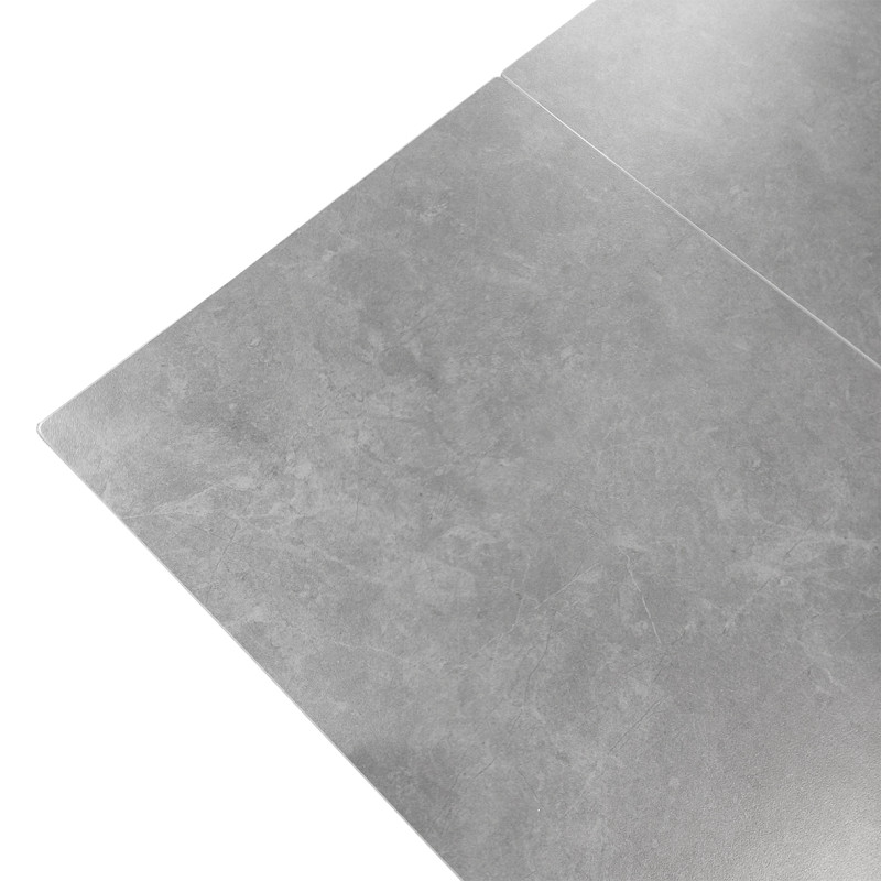Table Extensible 160/240 cm céramique pleine masse gris clair effet béton et pied géométrique métal - LIMA
