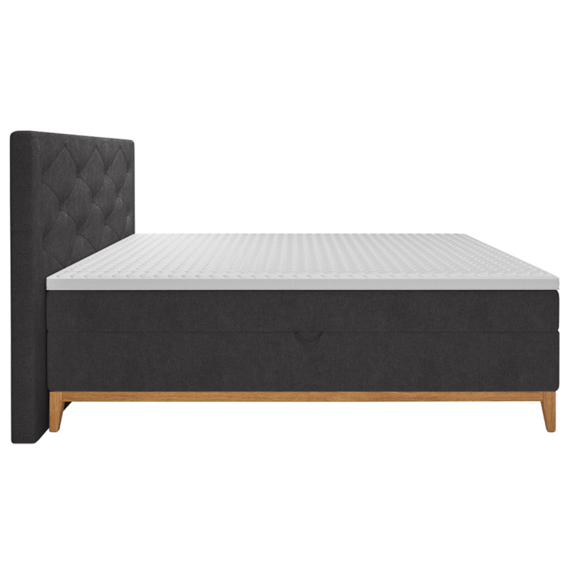Lit boxspring 160x200 cm tissu anthracite + matelas et surmatelas- SKY