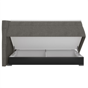 Lit boxspring 180x200 cm tissu gris avec matelas et surmatelas - LAYLA