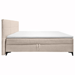 Lit boxspring 160x200 cm tissu beige + matelas et surmatelas - AISHA