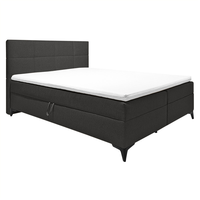 Lit boxspring 160x200 cm anthracite + matelas et surmatelas - AISHA