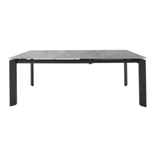 Table Extensible 140/200 cm Plateau céramique pleine masse gris clair effet béton et pied Acier - MATRIX