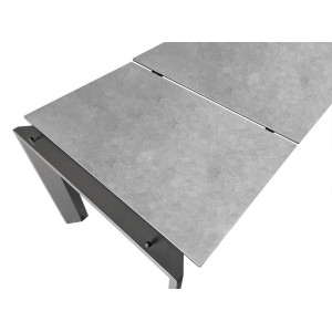 Table Extensible 140/200 cm Plateau céramique pleine masse gris clair effet béton et pied Acier - MATRIX