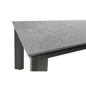 Table Extensible 140/200 cm Plateau céramique pleine masse gris clair effet béton et pied Acier - MATRIX