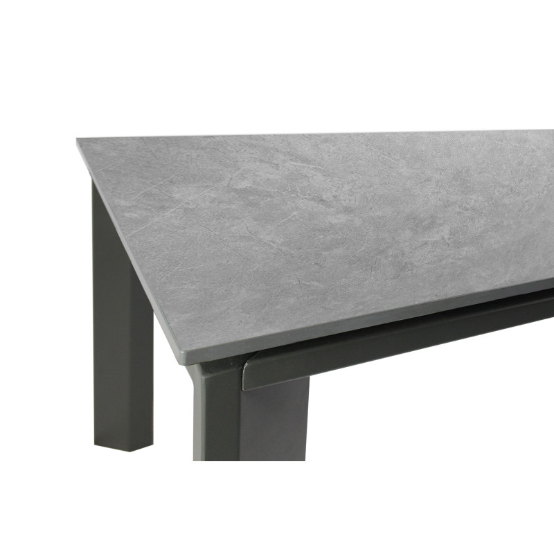Table Extensible 140/200 cm Plateau céramique pleine masse gris clair effet béton et pied Acier - MATRIX