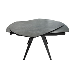 Table Extensible ovale 120/180 cm Plateau céramique gris anthracite et pied métal inclinés - ADELPHIA