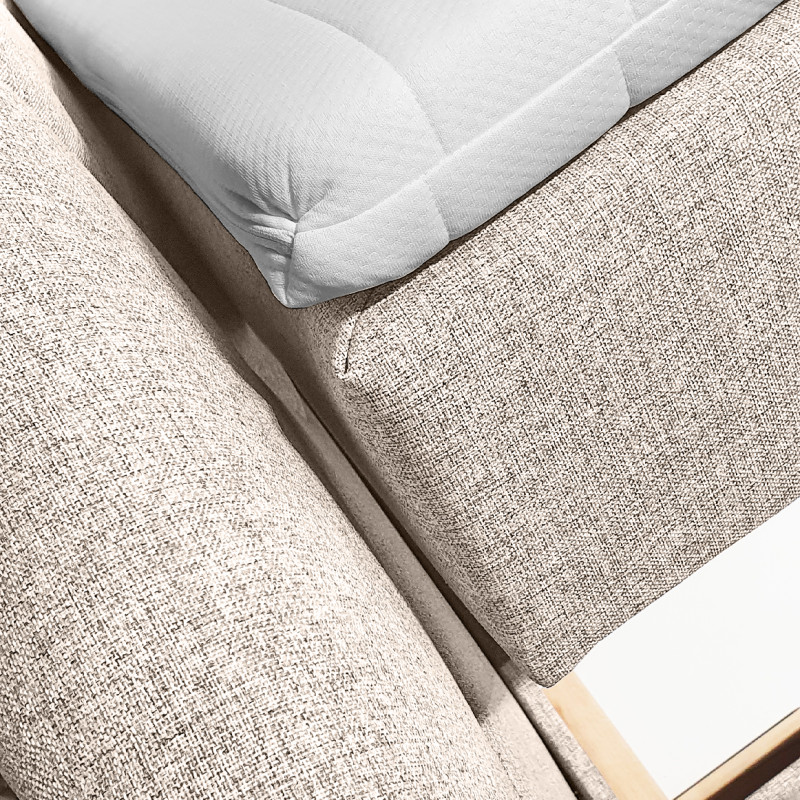 Lit boxspring 160x200 cm tissu beige + matelas et surmatelas - AISHA