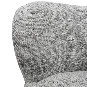 Fauteuil bas rond H. 40 cm en tissu épais gris chiné avec dossier arrondi et enveloppant - MALLOW