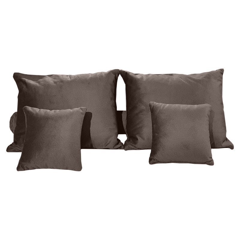 Set 6 coussins décoratifs pour lit velours marron 3 tailles - BLOOM