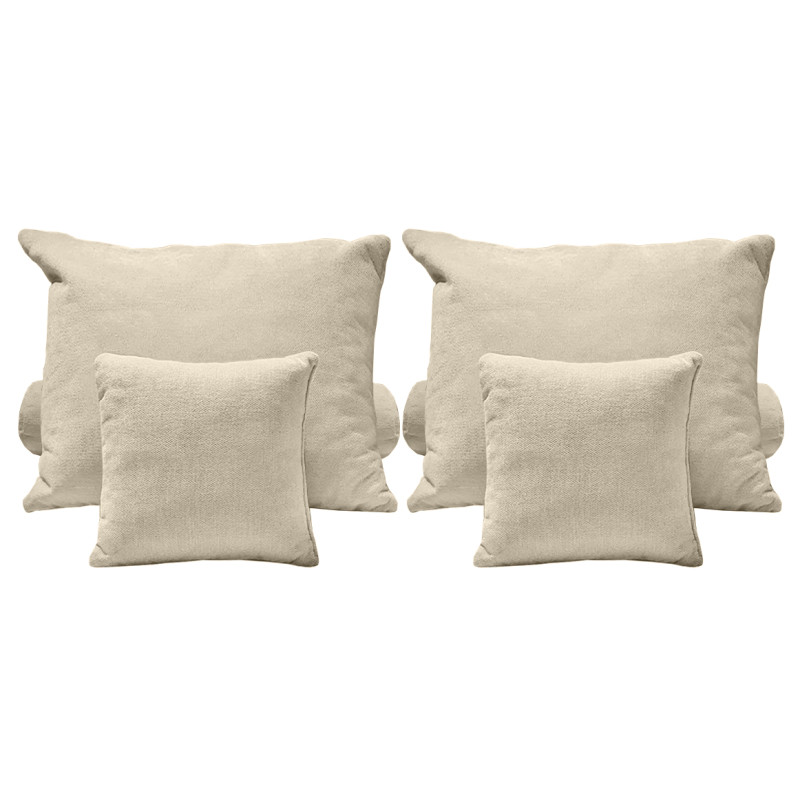 Set 6 coussins décoratifs pour lit tissu doux écru 3 tailles - SKY