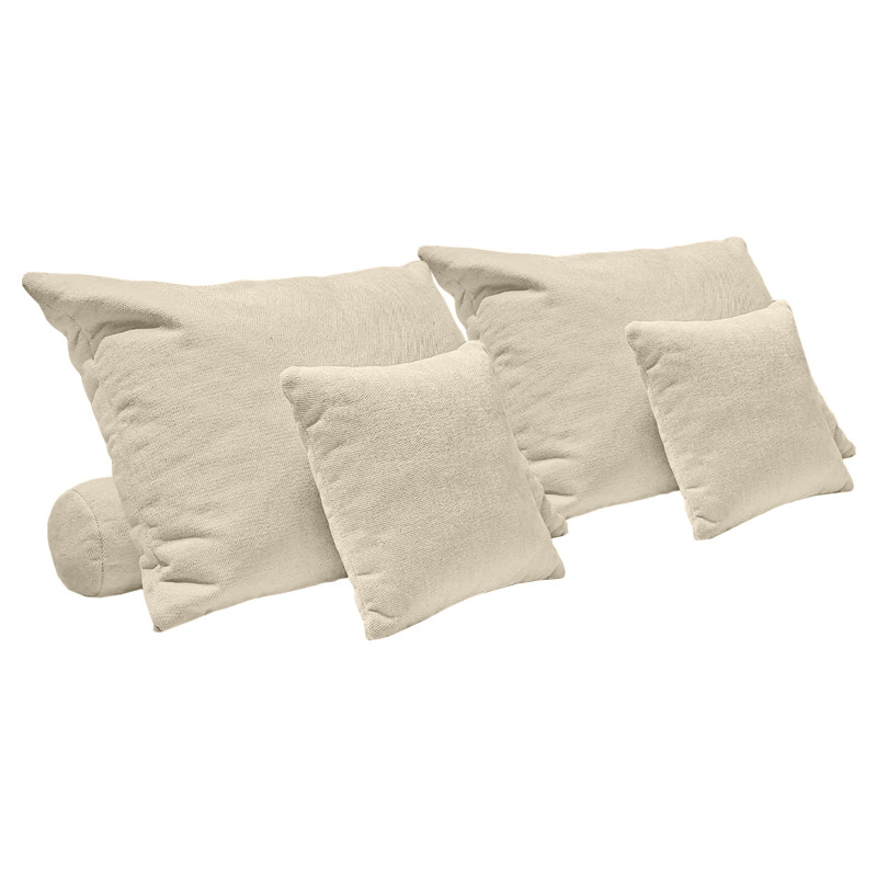 Set 6 coussins décoratifs pour lit tissu doux écru 3 tailles - SKY