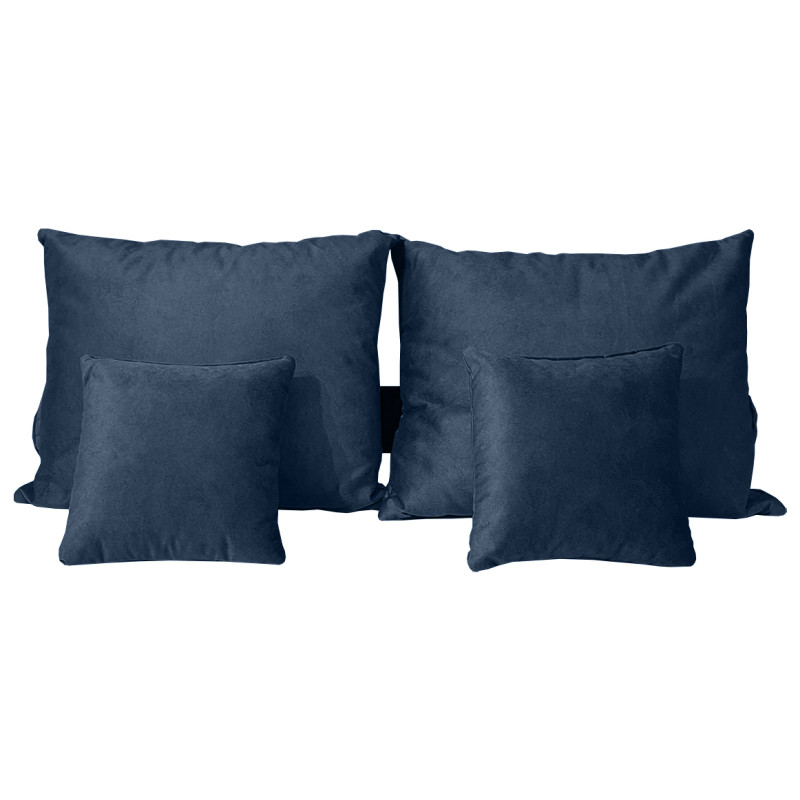 Set 6 coussins décoratifs pour lit velours bleu nuit 3 tailles - RIVEN