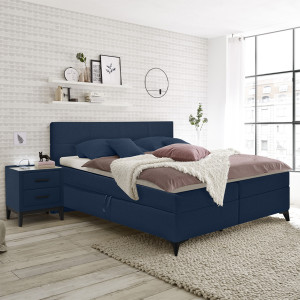 Set 6 coussins décoratifs pour lit velours bleu nuit 3 tailles - RIVEN