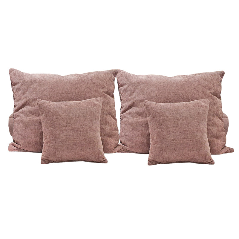 Set 6 coussins décoratifs pour lit tissu doux rose 3 tailles - LAYLA