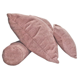 Set 6 coussins décoratifs pour lit tissu doux rose 3 tailles - LAYLA