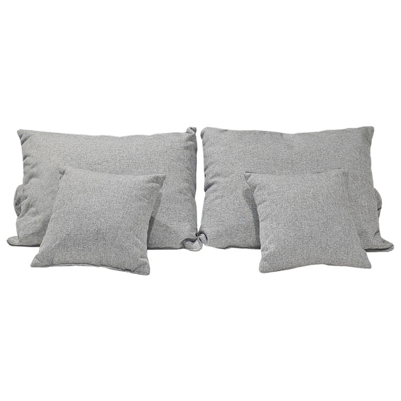 Set 6 Coussins Décoratifs pour Lit Tissu Gris Chiné 3 Tailles - AISHA