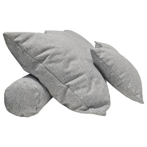 Set 6 coussins décoratifs pour lit tissu gris chiné 3 tailles - AISHA