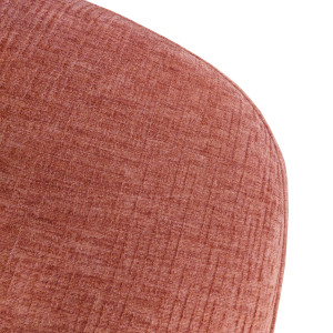 Fauteuil bas rond H. 40 cm en velours rose foncé avec dossier arrondi et enveloppant - MALLOW