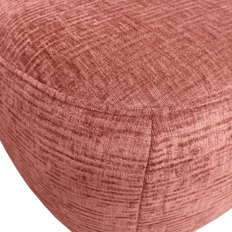 Fauteuil bas rond H. 40 cm en velours rose foncé avec dossier arrondi et enveloppant - MALLOW