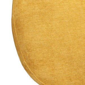 Fauteuil bas rond H. 40 cm en tissu jaune avec dossier arrondi et enveloppant - MALLOW