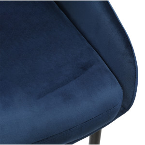 Lot de 2 chaises en velours bleu marine pieds métal noir - JAZZY