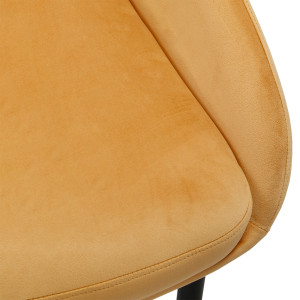 Lot de 2 chaises confortables en tissu velours doux jaune avec piétement fin en métal noir - JAZZY